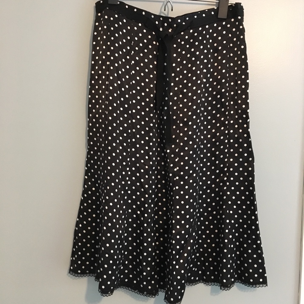 Anthropologie black and white polka dot skirt